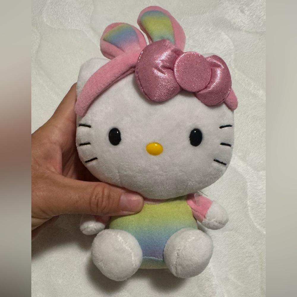 Hello Kitty Rainbow Bunny Ears Plush Ty Beanie Babies